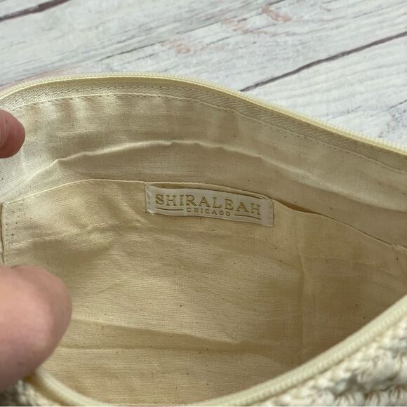 Shiraleah Giselle Zip Pouch Crochet Bobble with Tassel Ombré Pink and Cream NEW - Picture 5 of 9